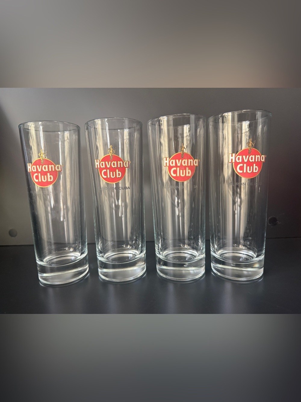 Havana Club Rum Glasses Set of 4 6.5” Tall Highball Cuban Barware